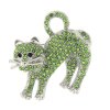 Bross - macska strasszkövekkel, zöld 9001696