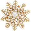 Karácsonyi bross - hópehely fehér gyöngyökkel díszítve, arany színben 9001753