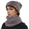 Női téli szett, sapka és Mark sál - barna és multicolor melír színű 7100331-20
