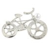 Bross - kerékpár, fehér gyöngyökkel és cirkóniával díszítve, ezüst
