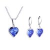 Sebészeti acélból készült szív-kék, lánc + fülbevaló készlet, cirkóniával 100007