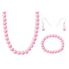 Ékszer fém szett, világos rózsaszín gyöngy, nyaklánc + lógó fülbevaló + karkötő 6000655-5