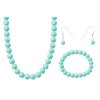 Divat ékszer szett bizsu fémből, türkiz gyöngy, nyaklánc + lógós fülbevaló + karkötő 6000655-4-1