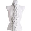 Világos, téglalap alakú női sál ezüst levélmintával, fehér színű 7200729-9