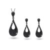 Csepp alakú fém ékszer készlet, csillogó strasszkövekkel díszítve - fekete 6000520-1