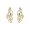 Aranyozott fülbevaló 14K, kocka cirkóniával díszített levelek 1002313