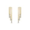 Aranyozott fülbevaló 14K, három fazettált vonal, cirkóniumokkal díszítve 1002309