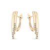 Aranyozott fülbevaló 14K, három fazettált vonal, cirkóniumokkal díszítve 1002309