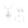 Sebészeti acélból készült készlet, lánc + lógó fülbevaló + karkötő, fehér gyönggyel díszítve 165