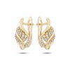 Aranyozott fülbevaló 14k, csavart levél, cirkóniával 1002321