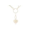 14k aranyozott téglalap alakú lánc, ypsilon betűvel, szívvel és fehér gyönggyel 3001535
