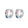 Fülbevaló sebészeti acélból, gyűrű színes cirkonokkal 1002393