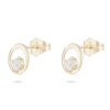 Aranyozott 14k fülbevaló, kör, tiszta cirkóniával 1002437