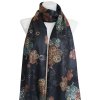 Női téglalap alakú sál, életfa mandalával és aranyszállal, fekete 7200564F