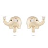 Aranyozott fülbevaló 14K gyűrű, elefánt, két cirkóniával díszítve 1002487