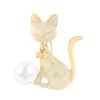 Melltű - mázas macska műgyönggyel, fehér 9001361-1