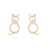 Aranyozott 14k fülbevaló, macska, cirkóniával díszítve 1002531