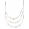 Kötél nyaklánc három sor műgyöngyökkel és kövekkel - fehér 6000447-1