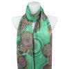 Női könnyű, téglalap alakú sál 31110, aranyszálas kerekek - sötétzöld 7200601-3