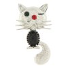 Melltű - kacsintó macska cirkóniával, ezüst 9001555-1