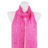 Női könnyű, téglalap alakú sál 39501, macskák - neon rózsaszín 7200616-3