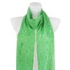Női könnyű, téglalap alakú sál 39501, macskák, zöld 7200616-6
