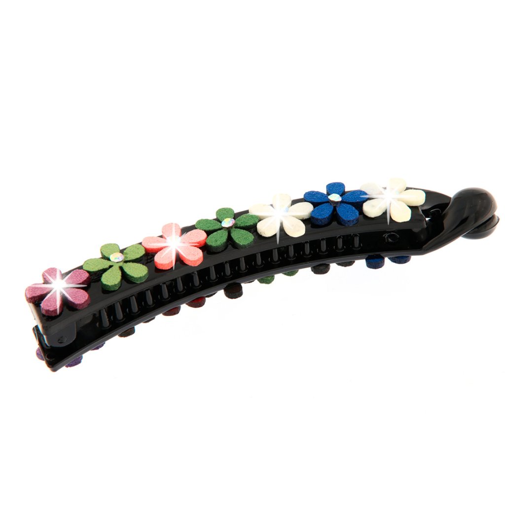Agrafă de păr - agrafă, lungă cu flori colorate, negru 8000414