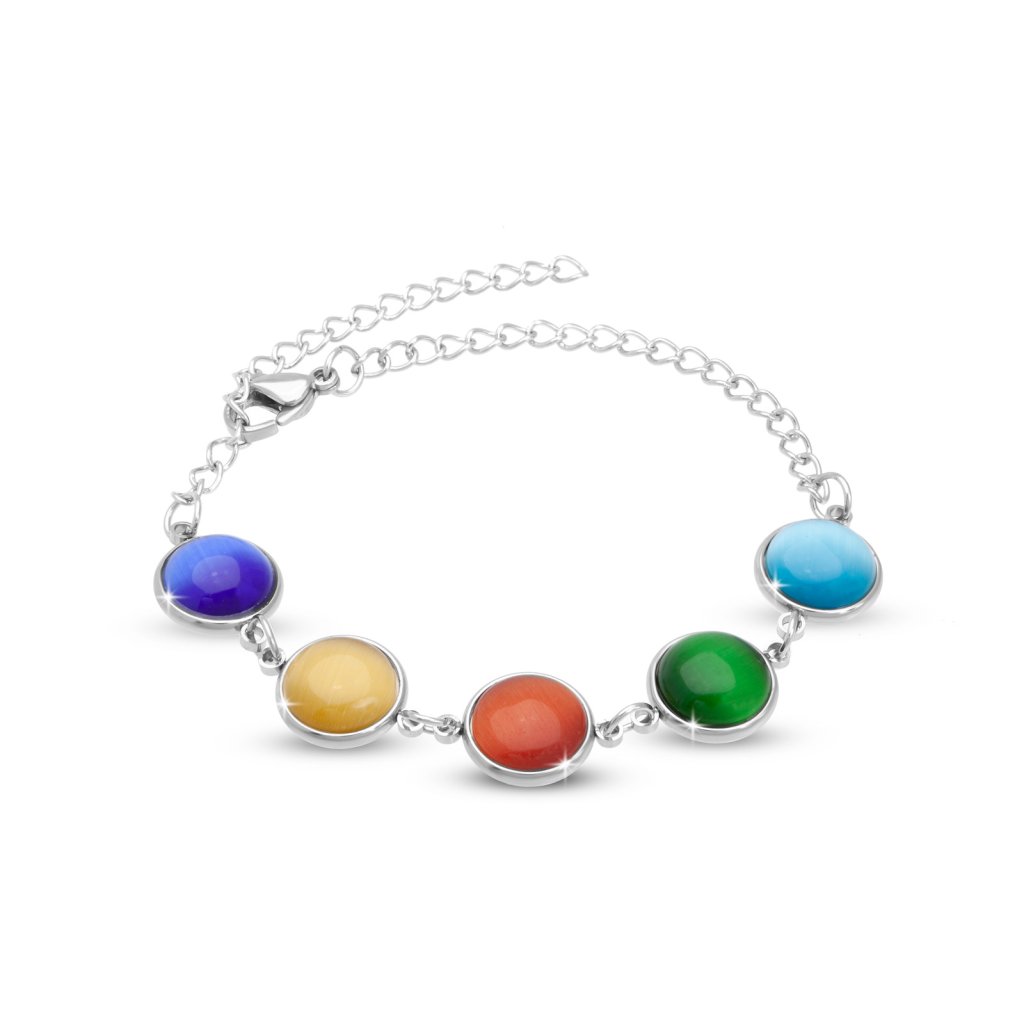 Brățară din oțel chirurgical, roți colorate decorate cu pietre artificiale 2002039-2