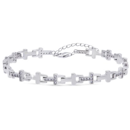 57283 57283 Brățară argintie cu elemente decorative și zirconii 2869