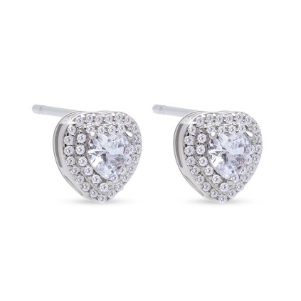57439 57439 cercei argint cu șurub cu inimă dublă de zirconiu 3631