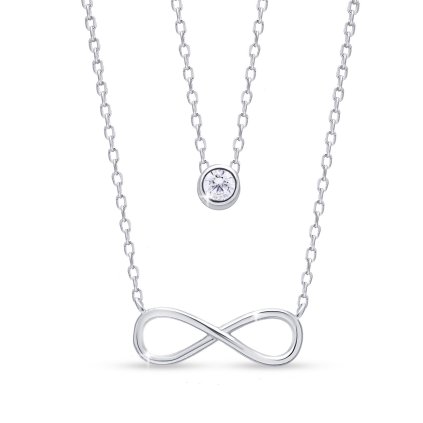 57589 57589 Colier dublu argintiu infinit și zircon 2457