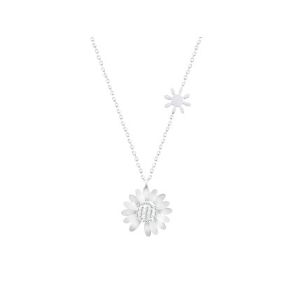 18701 1 pandantiv din oțel chirurgical floare cu zirconiu cubic