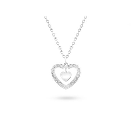 20757 2 pandantiv din oțel chirurgical inimă cu zirconiu cubic