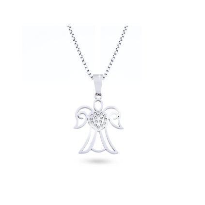 21192 retizek z chirurgicke oceli privesek andel se zdobenym srdickem a zirkony 3001333