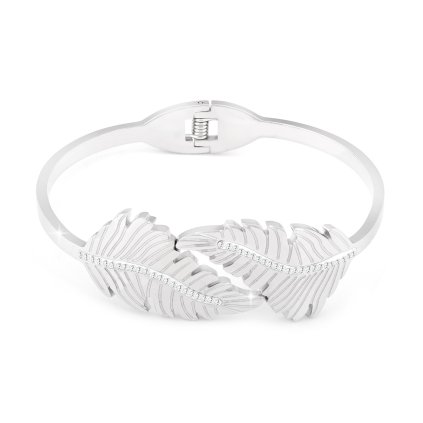 Brățară din oțel chirurgical, frunze decorate cu zirconiu cubic 2001961