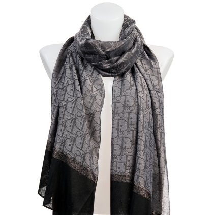 Eșarfă dreptunghiulară de damă cu imprimeu 113-15, în combinație gri 7200517-2