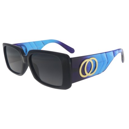 Ochelari de soare pentru femei, pătrat 22211, negru - culoarea albastru închis a vârfurilor cadrului 9001399-98