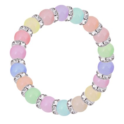 Brățară din mărgele artificiale și inele cu zirconiu cubic - multicoloră 2001470-5