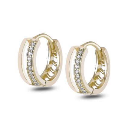 Cercei placați cu aur 14K inel, decorat cu panglici și zirconiu cubic 1002256