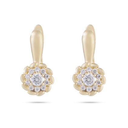 Cercei placați cu aur 14k, floare cu zirconiu cubic 1002259