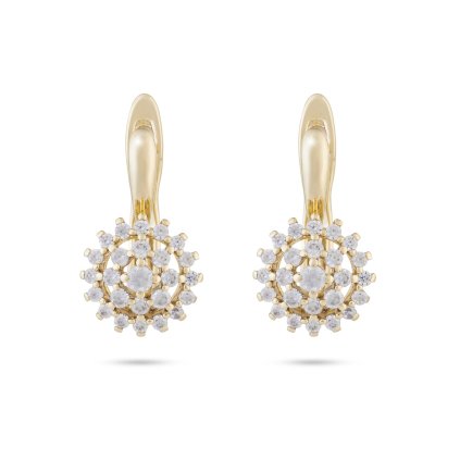 Cercei placați cu aur 14k, floare cu zirconiu cubic 1002349