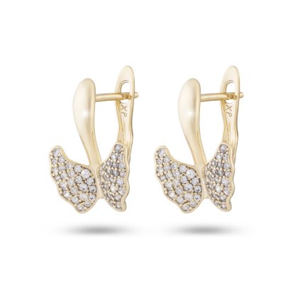 Cercei placați cu aur 14k, fluture cu zirconiu cubic 1002340