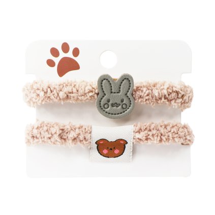 Elastic de păr pentru copii, pluș cu iepure, bej - 2 buc 8000777