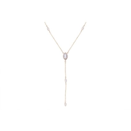 Lanț placat cu aur de 18k, ovaluri decorate cu zirconiu cubic în forma literei ypsilon 3001578