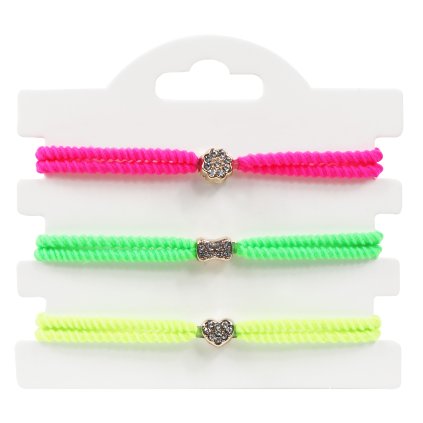 Elastic de păr subțire cu decor 3 buc - culori neon multicolor 8000793