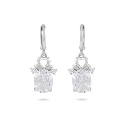 Cercei din oțel chirurgical, înger cu motiv de inimă și zirconiu cubic 1002398