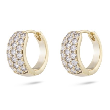 Cercei placați cu aur 14K inel, dungă decorată cu zirconiu cubic 1002387