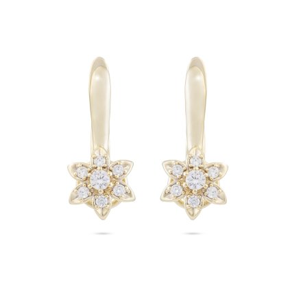 Cercei placați cu aur 14k, floare cu zirconiu cubic 1002401