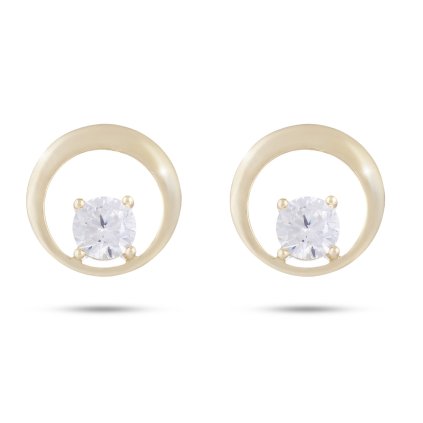 Cercei placați cu aur de 14k, cerc cu zirconiu cubic transparent 1002437