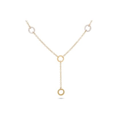 Colier realizat din oțel chirurgical, placat cu aur de 14k, inele decorate cu zirconiu cubic în formă de litera ypsilon 3001589